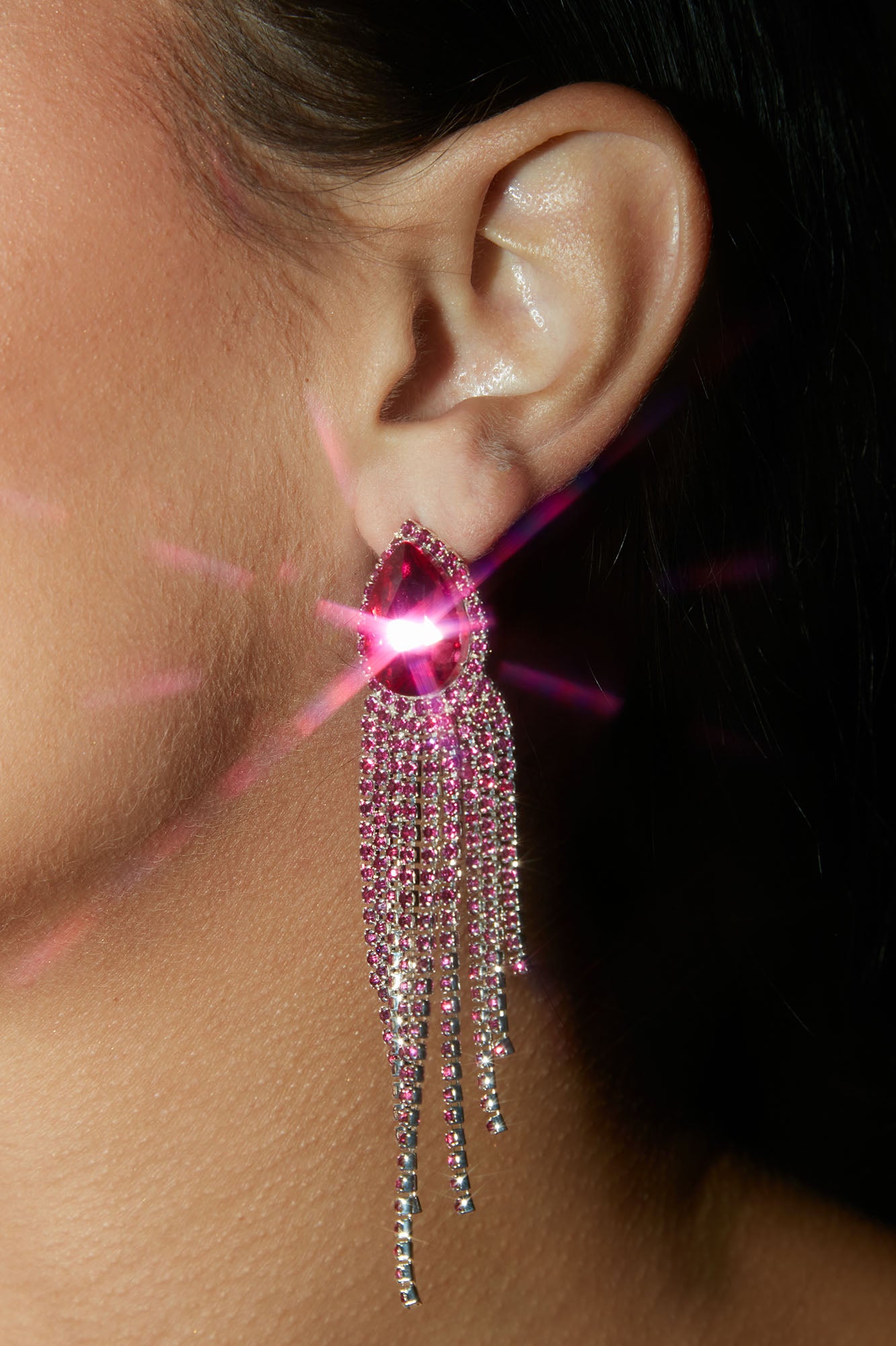 Glamorous Drop Earrings - Pink